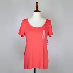 Luxe Scoop Neck Coral Tee Shirt | Old Navy
